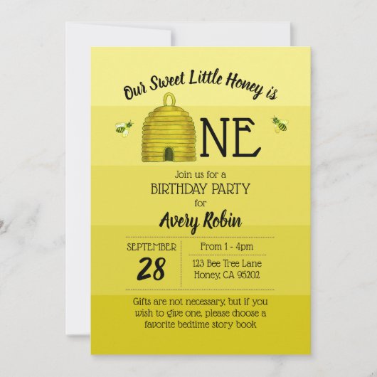 スウィートハニーズワンファースト誕生日 招待状 (正面)