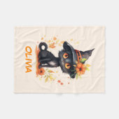 スウィートハロウィーンキャット名前をカスタムする フリースブランケット (正面(横))