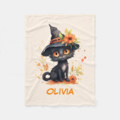 スウィートハロウィーンキャット名前をカスタムする フリースブランケット (正面)
