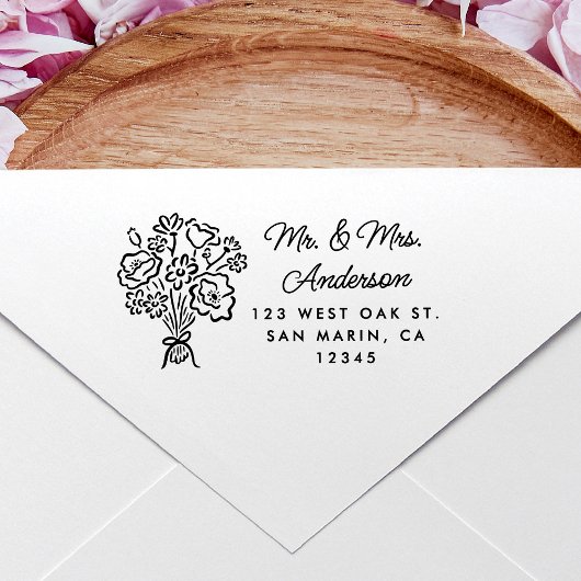 スウィートハンドドローフローラブーケ差出人住所 セルフインキングスタンプ