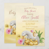 スウィートハートグリーンイエローママ＆ベイビーシャワー 招待状 (正面/裏面)