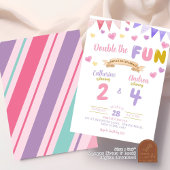 スウィートハートダブルザおもしろいガールジョイント誕生日 招待状