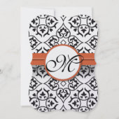 スウィートハートダマスクサイド縁どコーラルト結婚リム 招待状 (正面)