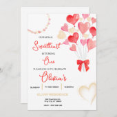 スウィートハートバレンタインファースト誕生日パーティー 招待状 (正面/裏面)