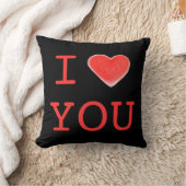 スウィートハートブラック'iハートあなた'両側の正方形 クッション (ブランケット)