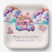 スウィートバジェットキャンディーレーンキッド誕生日 ペーパープレート (正面)