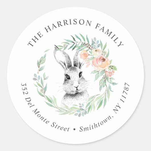 スウィートバニーフローラリースイースター差出人住所 ラウンドシール (正面)