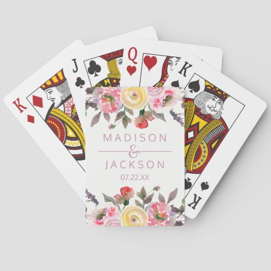 スウィートバラウォーターカラーフローラ結婚式の引き出物 トランプ (裏面)