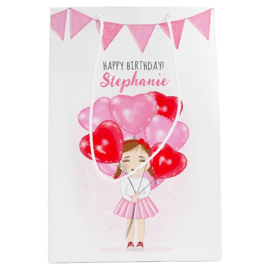 スウィートバルーン誕生日 ミディアムペーパーバッグ (正面)
