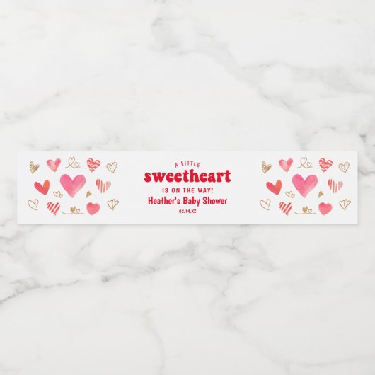 スウィートバレンタインの日の赤ちゃんシャワー ペットボトルラベル (シングルラベル)