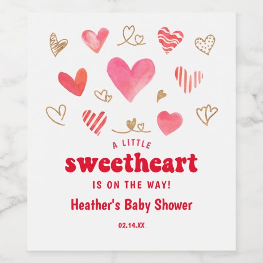 スウィートバレンタインの日の赤ちゃんシャワー ワインラベル (シングルラベル)