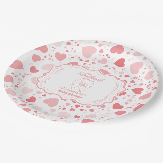 スウィートバレンタインの赤ちゃんシャワー ペーパープレート (アングル)
