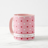 スウィートバレンタインデーのピンクのメッセージ マグカップ (正面左)