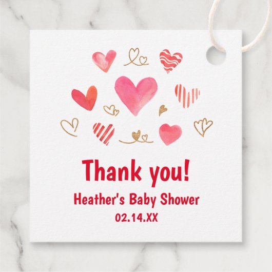 スウィートバレンタインデー赤ちゃんシャワーありがとう フェイバータグ (裏面)