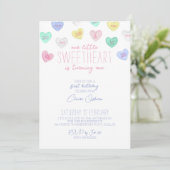 スウィートバレンタインデー1歳の誕生日招待状 招待状 (スタンド正面)