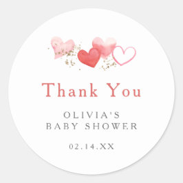 スウィートバレンタインハートベビーシャワーありがとう ラウンドシール