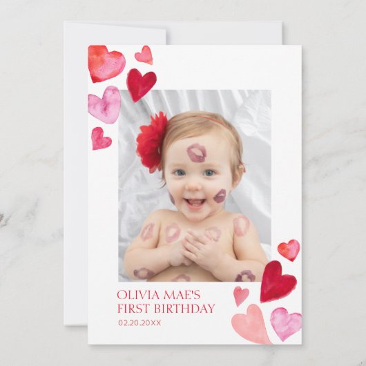 スウィートバレンタインハート1st Birthday 招待状 (裏面)