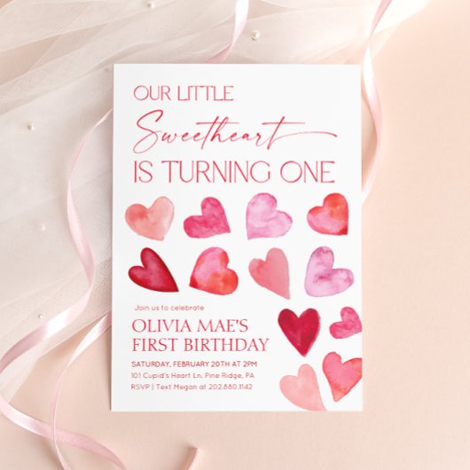 スウィートバレンタインハート1st Birthday 招待状