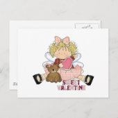 スウィートバレンタインブロンド小さな女の子かわいこちゃん シーズンポストカード (正面/裏面)