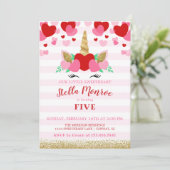 スウィートバレンタインユニコーン誕生日招待状 招待状 (スタンド正面)