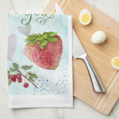 スウィートバレンタイン引用文ストロベリーアンドアイスクリーム キッチンタオル (四つ折り)