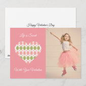 スウィートバレンタイン アーガイル ハート ピンクとグリーン（ピンク） シーズンカード (正面/裏面)