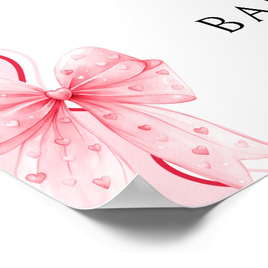 スウィートバレンティンズピンクボウ赤ちゃんシャワーへようこそ ポスター (角)