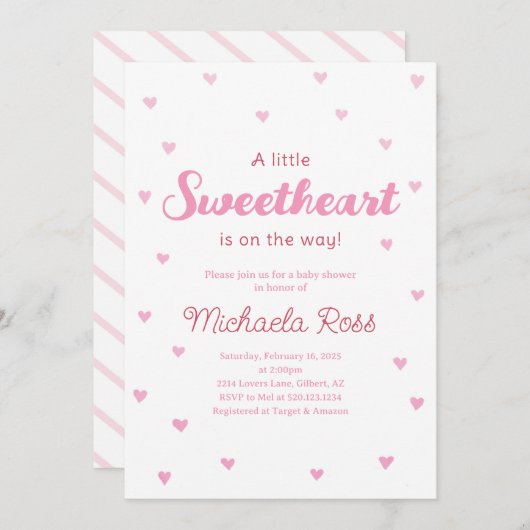 スウィートバレンティーンズベビーシャワー招待状 招待状 (正面/裏面)
