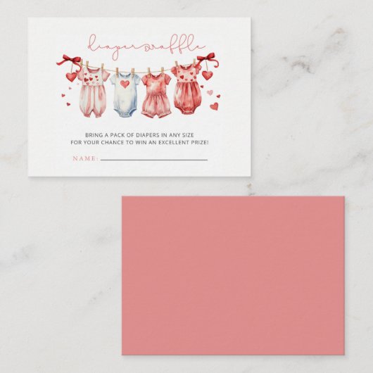 スウィートバレンティーンベビーシャワーおむつラッフル エンクロージャーカード (正面/裏面)