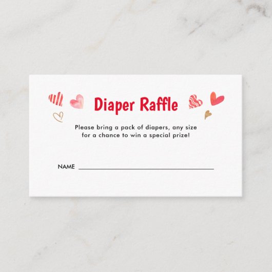 スウィートバレンティーンベビーシャワーおむつラッフル エンクロージャーカード (正面)