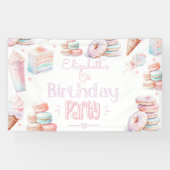 スウィートバースデーパーティーのパステルスイーツアイスクリーム 横断幕 (横)