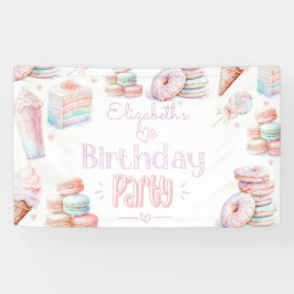スウィートバースデーパーティーのパステルスイーツアイスクリーム 横断幕