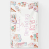 スウィートバースデーパーティーのパステルスイーツアイスクリーム 横断幕 (縦)