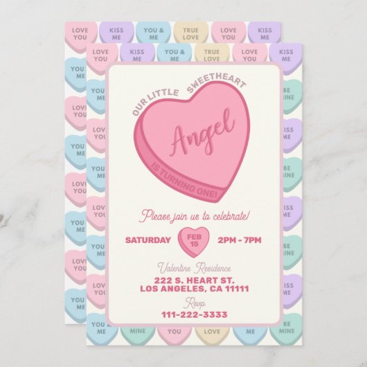 スウィートバースデーパーティーの招待招待状 招待状 (正面/裏面)