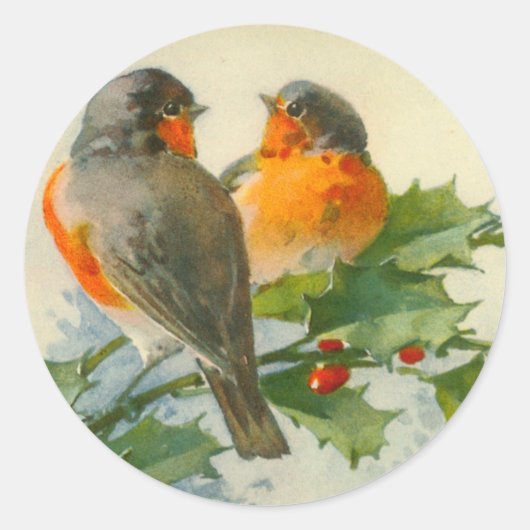 スウィートバードヴィンテージはがきプリントシールラベル ラウンドシール (正面)