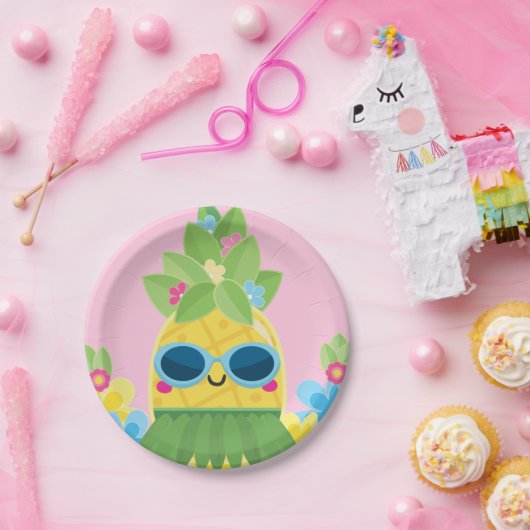 スウィートパイナップルガールズオネダーフルファースト誕生日 ペーパープレート (パーティー)