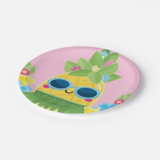 スウィートパイナップルガールズオネダーフルファースト誕生日 ペーパープレート (アングル)