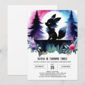 スウィートパステルウルフ誕生日 招待状 (正面/裏面)