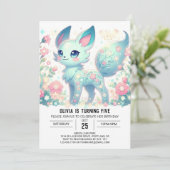 スウィートパステルキツネデジタル誕生日 招待状 (スタンド正面)