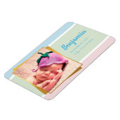 スウィートパステル男の赤ちゃんフォト誕生レコードスタット マグネット (左側)