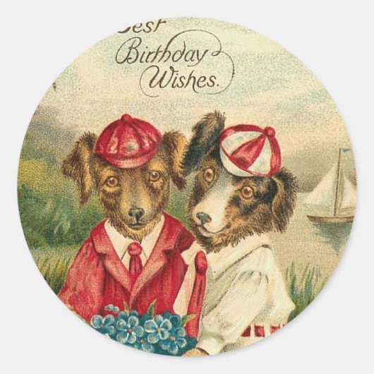 スウィートパップ最高の誕生日ウィッシュ ラウンドシール (正面)