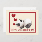 スウィートパンダ&ハートバレンタインデー ポストカード (正面/裏面)
