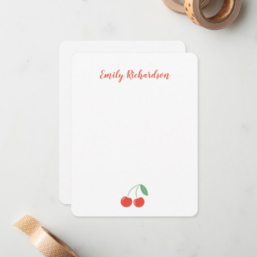 スウィートパーソナライズされたさくらんぼノートカード ノートカード (正面/裏面インサイチュ)