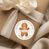 スウィートパーソナライズされたジンジャーブレッドマンクリスマス ラウンドシール