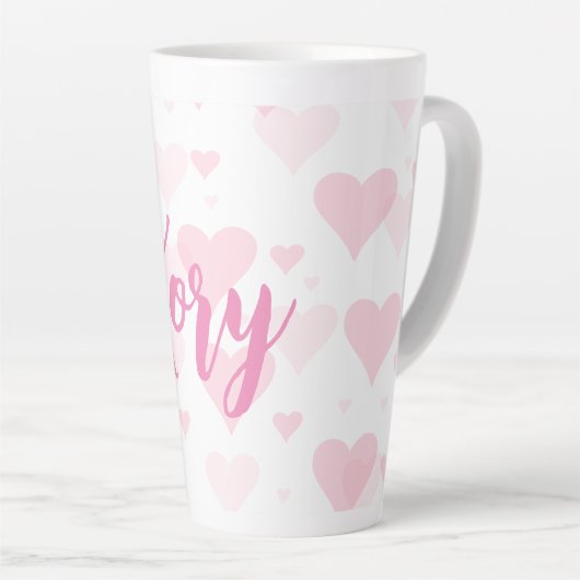 スウィートパーソナライズされたハートバレンタインデーラテマグ カフェラテマグ (右アングル)