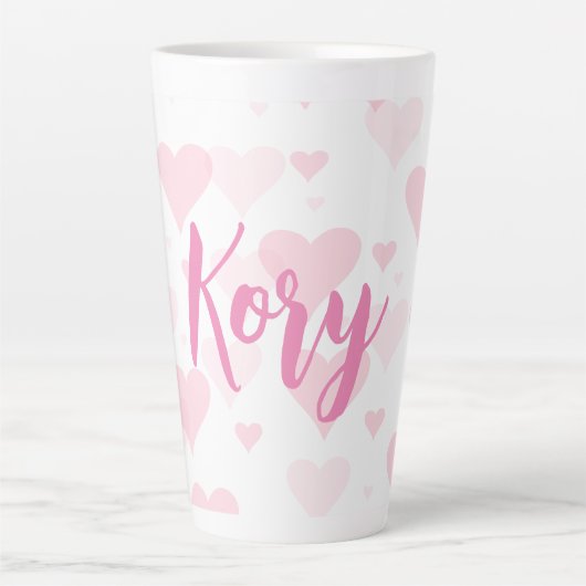 スウィートパーソナライズされたハートバレンタインデーラテマグ カフェラテマグ (正面)