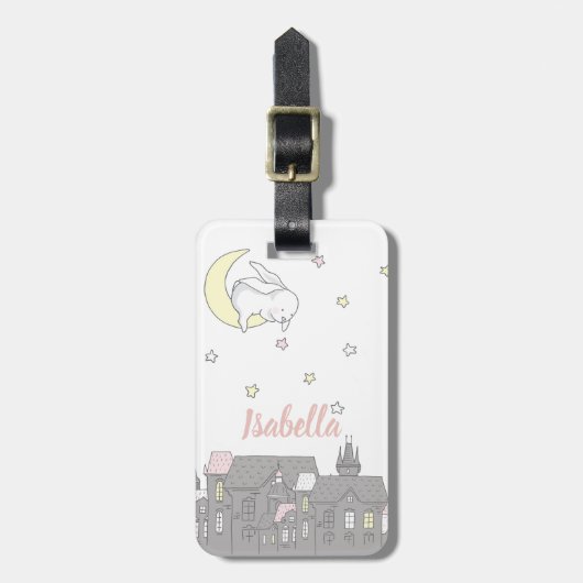 スウィートパーソナライズされたバニーラブオムツバッグラベル ラゲッジタグ (正面縦)