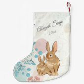 スウィートパーソナライズされたバンニーベビーの第1クリスマス スモールクリスマスストッキング (裏面)