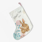スウィートパーソナライズされたバンニーベビーの第1クリスマス スモールクリスマスストッキング (裏面 (吊り時))