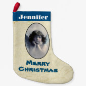 スウィートパーソナライズされたヴィンテージエンジェルクリスマス スモールクリスマスストッキング (正面)
